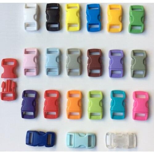 20pcs 10mm Colorful Plastic Curved Side Release Buckle Clasps for Paracord Bracelet Backpack Pet Collar Safety Access Accessorie
