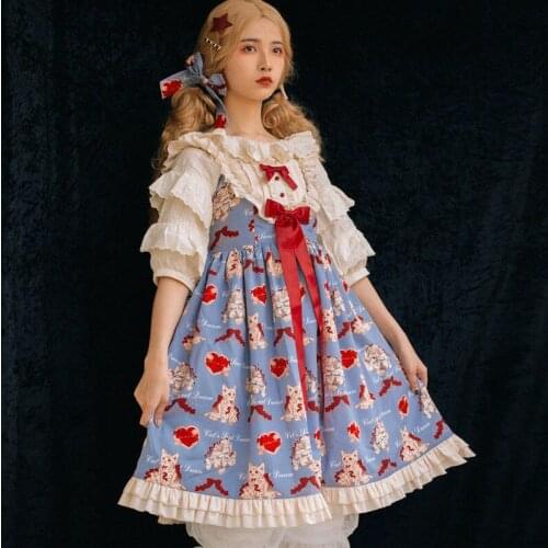Lolita dress*wish cat* Lolita cat handle JSK suspender dress