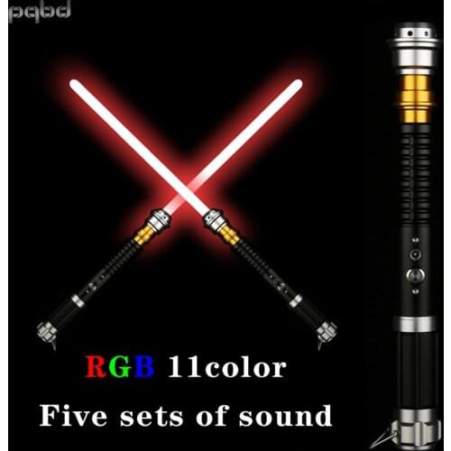 Pqbd RGB Lightsaber dueling Metal Handle LED Sword Flashlight Lgtoy Cosplay for Children Toy