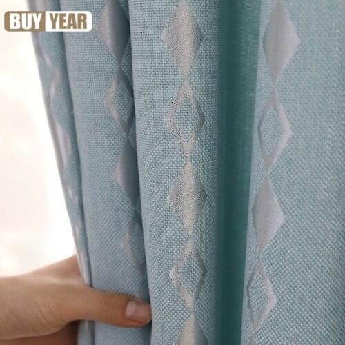 Simple and Fresh Lattice Thickening Blackout Curtains Fashion and Modern Style Living Room Bedroom Curtains