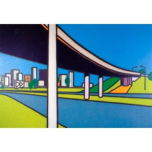 Hand Painted Bridge Building Oil Painting Landscape Canvas Art Picture for Living Room Wall Decor No Framed High Quality