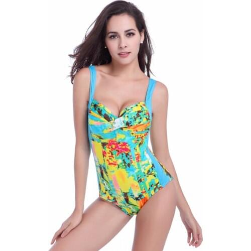 Double - Shoulders Twist Bandeau Top Beachwear Large Women Big Female Fat MM One Piece Swimsuit Plus Size Swimming Suit 03