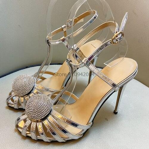 Women Sandal Closed Toe Pumps Ladies Dress Shoes Silver Crystal High Heels Boat Shoes Wedding Shoes Sandals zapatos de mujer