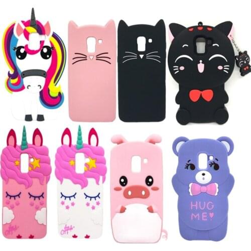 3D Cartoon Cute Cat Animals Pattern Silicone Mobile Phone Case For Samsung Galaxy J4 Prime J6 Plus J8 2018 Soft Back Cover Coque