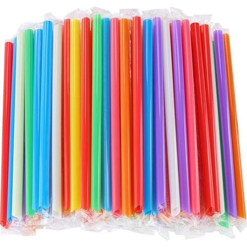 100pcs Disposable Straws Multicolor Big Wide 1.1 cm MilkTea Milkshake Plastic Drinking Straw For Party Milkshake and Smoothie