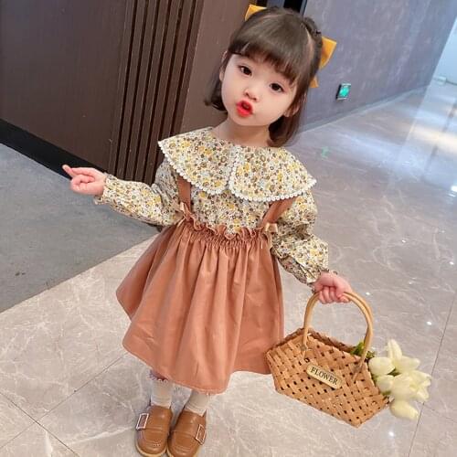 Toddler Girls Clothes Floral Tshirt + Dress Girl Clothes Big Bow Girl Outfit Spring Autumn Childrens Costume