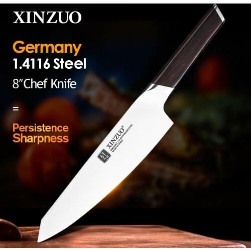 XINZUO 8'' inch Chef Knife German 1.4116 Stainless Steel Kitchen Knives New Arrival Cleaver Meat Vegetable Ebony Handle