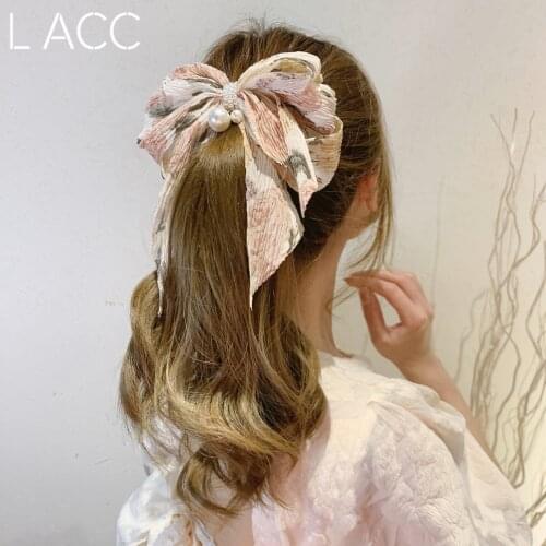 Spring and summer big bow floral hairpin back head Korean net red hairpin headdress hair accessories top clip spring clip