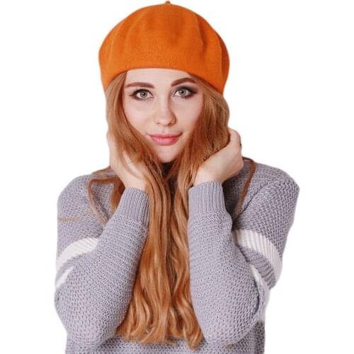 Womens Soft Warm Classic Berets Felt French Artist Hot 2021 Casual Beanies Tam Baggy Hats Ski Caps New Autumn&Winter 860208