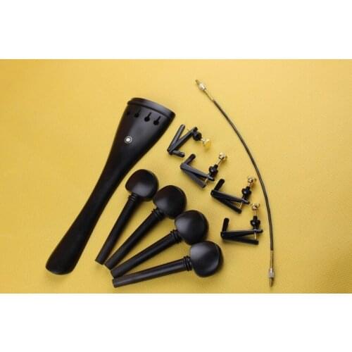1 set grade 4/4 Ebony CELLO PARTS, tailpiece pegs tuners tail gut
