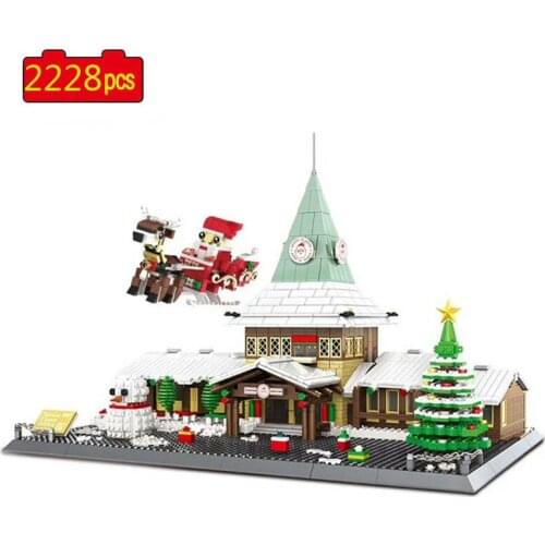 2021 City Creator Street View Series Santa Claus Office Elk Sleigh Christmas Tree Building Blocks Bricks Toys Gifts