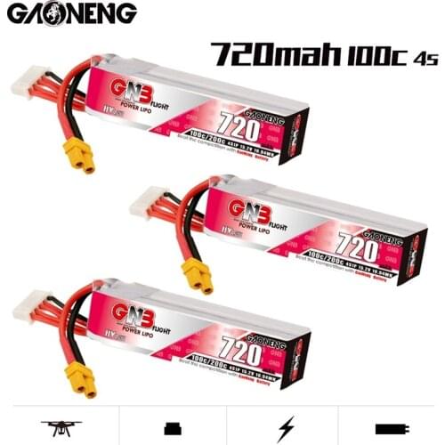 3PCS/SET 15.2V GNB 720mAh 100C 4S HV XT30 Plug Lipo Battery for RC FPV Racing Drone Tinywhoop Frame Kit Tinywhoop Spare Parts