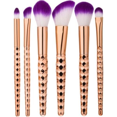 6Pcs/set Cellular Rose Gold Brush Nose Eye Shadow Brush Face Blending Brush Cleaner Loose Powder Brush Beauty Tools Cosmetics