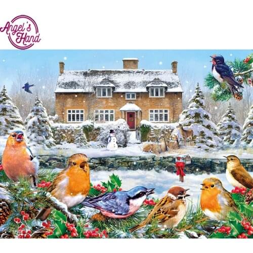 Full square diamond 5D DIY diamond embroidery Winter birds Song diamond painting Cross Stitch Rhinestone mosaic decoration CX