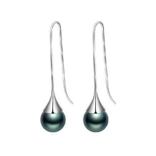 Free shipping luxury Noble jewelry Genuine elegant pair of 10-11mm south sea black green pearl earring