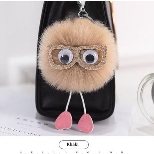 Cute Girls Fluffy Rabbit Fur Ball Pompom Owl Keychain Women Fur Pom Pom Ball Key Chain Female Bag Car Trinket Jewelry Party Gift