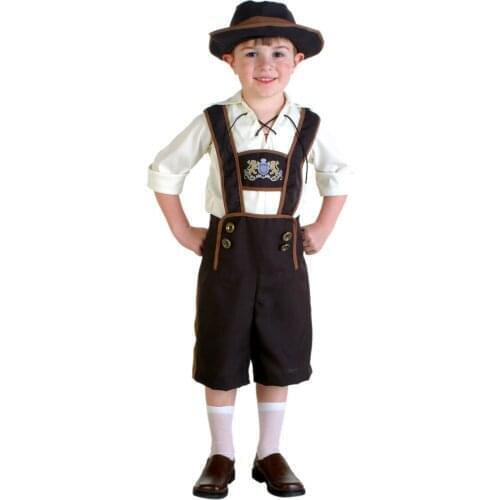 Kids Oktoberfes Suit Boy Beer Festival Suit Beer Boy Halloween Cosplay Costumes Top Pants Hat 3PCS Set Child Carnival Set