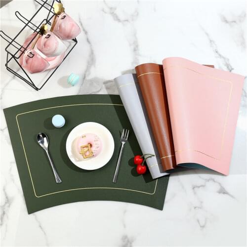 Double Sided Color Leather Placemats Western Waterproof Insulation Table Mats Creative Household