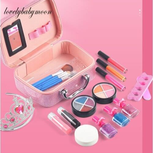 Girl Pretend Play Make Up Toy Simulation Cosmetics Pink Makeup Set Princess Beauty Plastic Play House Toy Eyeshadow Lipstick