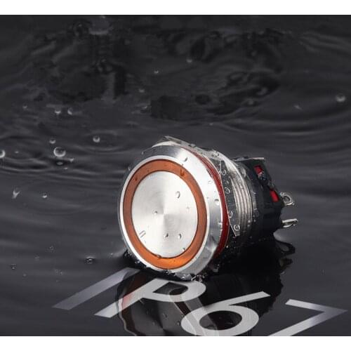 25mm Metal Button Switch with Lamp Ring Flat Head Self Locking Reset Waterproof Key Power Supply Start 5v12v24v110v220v