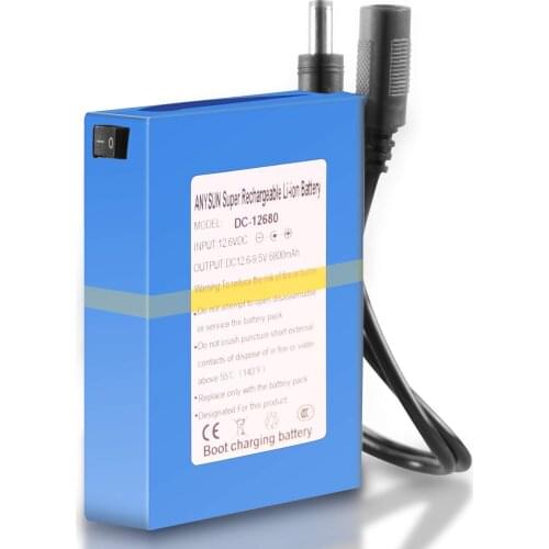 Portable Rechargeable Lithium Battery,DC 12680 6800mAH 110-240V Large Capacity Lithium Polymer Battery,Suitable for Camera