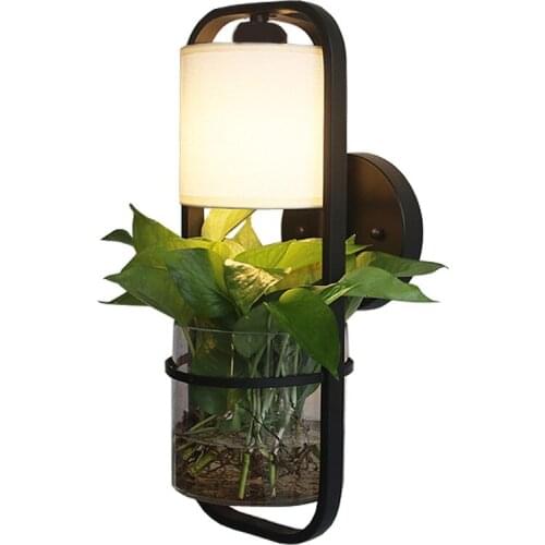 Bedside HydroponicsLampsDining Room Corridor Succulent Iron Garden Bedroom Living Plants Sconce WJ010911Modern Glass Wall