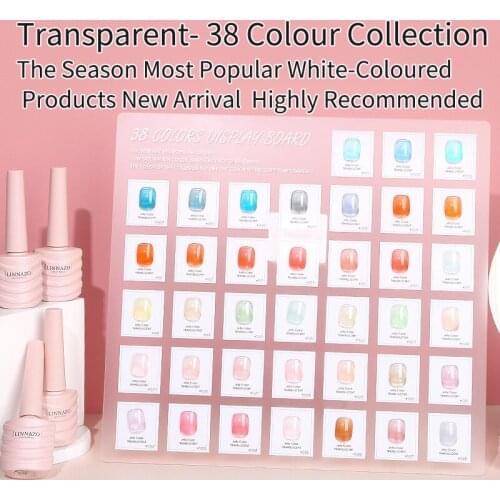 10ml Transparnt Gel Polish 38 Colors Collection UV Gel Candy Colored Nail Varnish Painting Hybrid Soak Off Nail Art Gel Polish