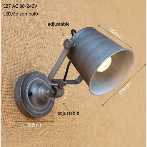 Retro loft industrial adjustable wall lamps sconce E27 LED lighting wall lights modern for living room bedroom illumination