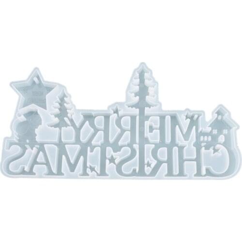 Merry Christmas Letters Ornaments Epoxy Resin Mold DIY Crafts Casting Tools Xmas Decorations Pendant Silicone Mould N2UE
