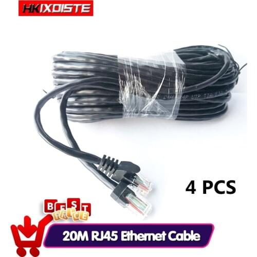 Value 4 pcs 20M 65ft cat5 Ethernet Network Cable RJ45 Patch Outdoor Waterproof LAN Cable Wires For CCTV POE IP Camera System