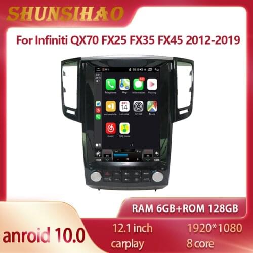 Ouchuangbo 7862 Android 10.0 for 12.1 inch Infiniti QX70 FX25 FX35 FX45 2012-2019 tesla Style car radio GPS navig 6GB+128GB