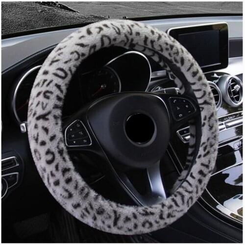 Universal Soft Warm Plush Covers Plush Steering Wheel Cover Leopard Fashion Steering Wheel Car Styling Interior accessorie