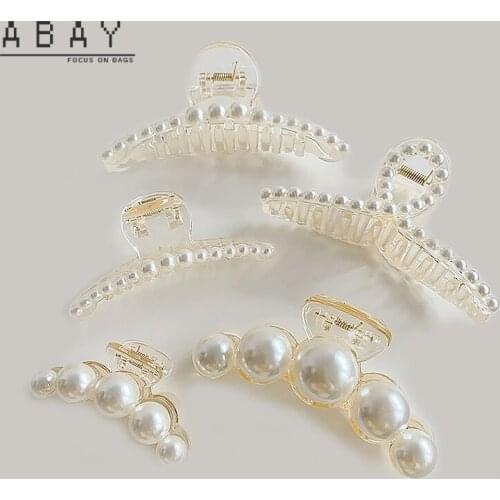 Fashion Women Pearl Ponytail Clip New Temperament Retro Gold Versatile Geometric High Quality Headdress Female Trend Wholesale