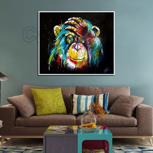 Animal Painting Color Monkey Hd Print Painting Poster Home Living Room and Bedroom Wall Art Decoration Can Be Customized