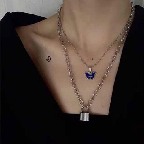 1Pcs Butterfly Gemstone Color Change With Temperature Necklace Butterfly Magic Emotion Feeling Mood Pendant Necklace Jewelry