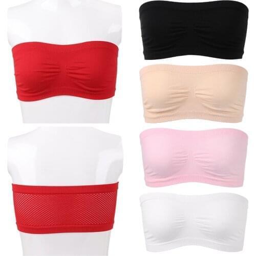 1PC Women Fashion Seamless Strapless High Elastic Wrapped Invisible Strapless Chest Wraps Tube Tops Padded Stretchy Tube Tops