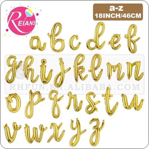 18 inch Gold DIY a-z Handwriting lowercase letters name Foil balloon Letter character birthday Wedding party decoration Balloon