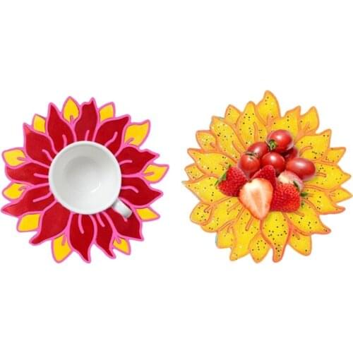 2/5 Pcs Sun Flower Tray Epoxy Resin Mold Serving Plate Casting Silicone Mould DIY Crafts Cup Mat Making Tool