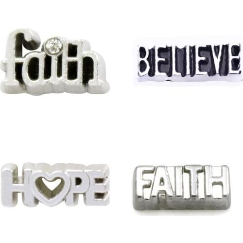 20Pcs/Lot Faith Hope Believe Alloy Floating Charms Hand-made DIY for Glass Lockets