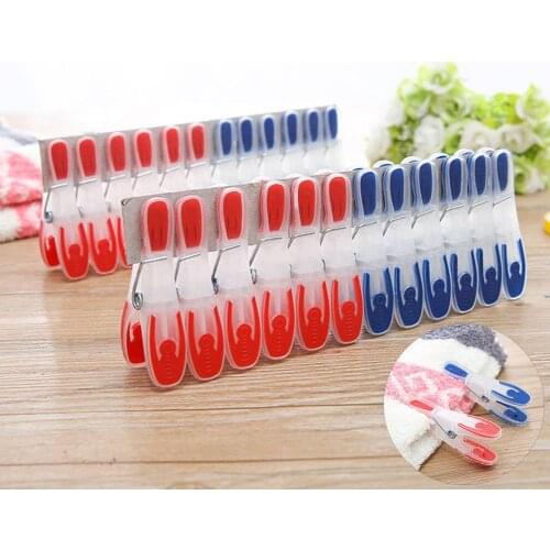 24Pcs Windproof Clothes Underwear Socks Clothespin Seamless Drying Clips Non-slip Plastic Pegs Laundry Storage & Organization