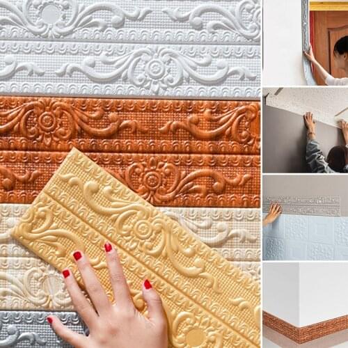3D Three-Dimensional Self-Adhesive Skirting Line Ceiling Internal Corner Line Wall Corner Anti-Collision Waterproof Skirting Lin
