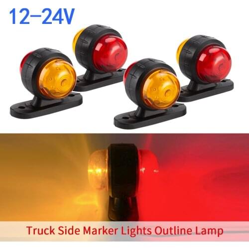 4PCS Car Truck LED Side Marker Light Double Lamp Amber Red For Trailer Lorry Caravan RV Van 12V 24V Parking Side Lights