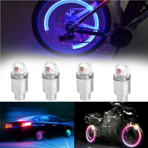 4PCS LED Car Wheel Tire Light Car Motocycle Bike Decorative Tyre Light Tire Lamp Tyre Valve Caps Light Flash Spoke Neon Lamp