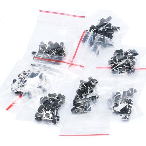 Free Shipping Total 70PCS Horizontal Button Switch Bag Micro Touch Button Tactile Switches Package 6*6*4.3/5/6/7/8/9/10 7 Types