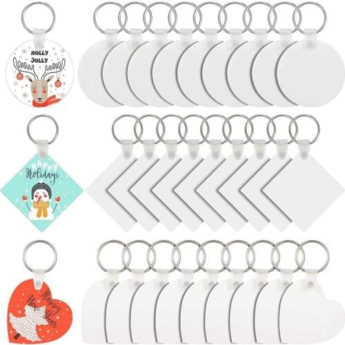 Sublimation Blank Keychain Heat Transfer Keychain Double-Side Printed MDF DIY Blank Keychain with Key Rings