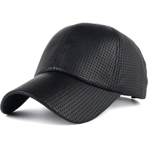 Artificial Leather PU Material Solid Color With Venting Holes Men Summer Mesh Baseball Caps Womens Snapback Hats Dad Hats BQ093