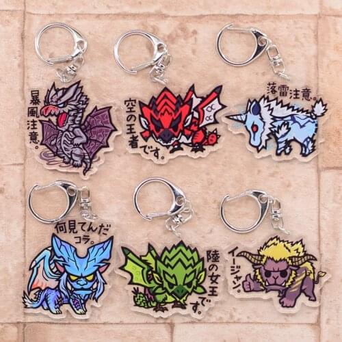 Monster Hunter Keychain Series #1 Double Sided Acrylic Cartoon Key Chain Pendant Anime Accessories Keyring Hot Sale