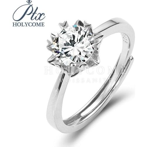 Flower Style Moissanite Ring 14K white Gold 6.5mm 1CT DEF Moissanite Diamond Engagement Ring