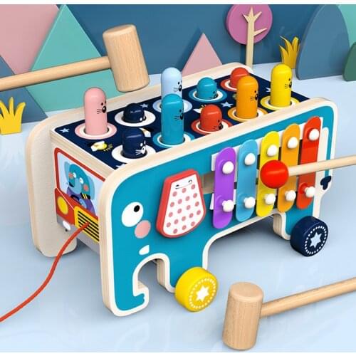 Wooden Montessori Play Whac-a-Mole Toy Kids Fishing Game Music Ducational Toy Baby Early Learning Childrens Gift Toys