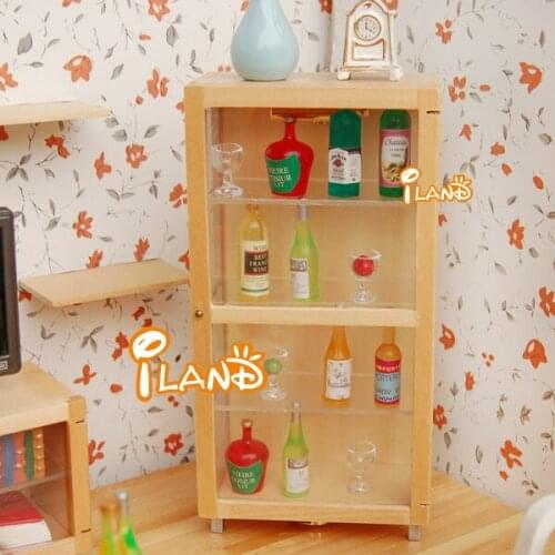 G05-X4623 children baby gift Toy 1:12 Dollhouse mini Furniture Miniature rement wooden wine cabinet with LED light 1pcs